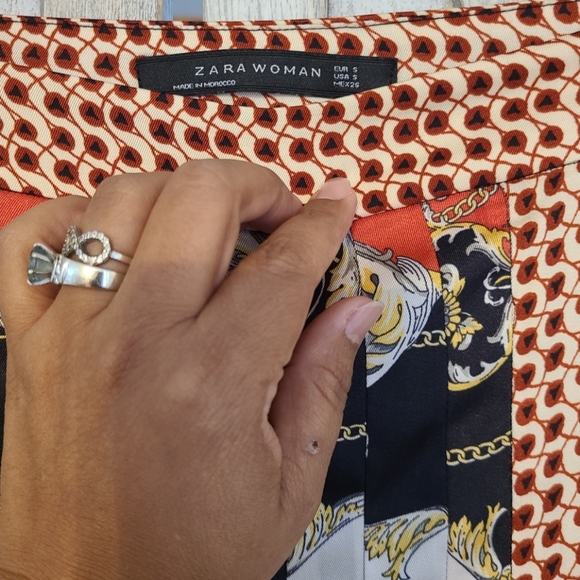 Zara - A line Skirt Scarf Chain Print Pleated - Picture 6 of 8